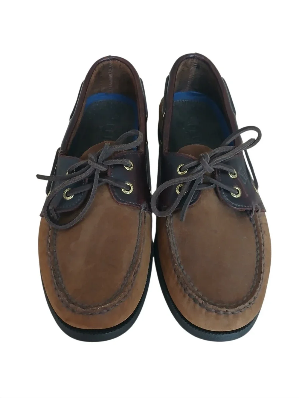 NWOB SPERRY Authentic Original 2 Eye Leather Boat Shoes Men's 9.5 2-Tone Brown